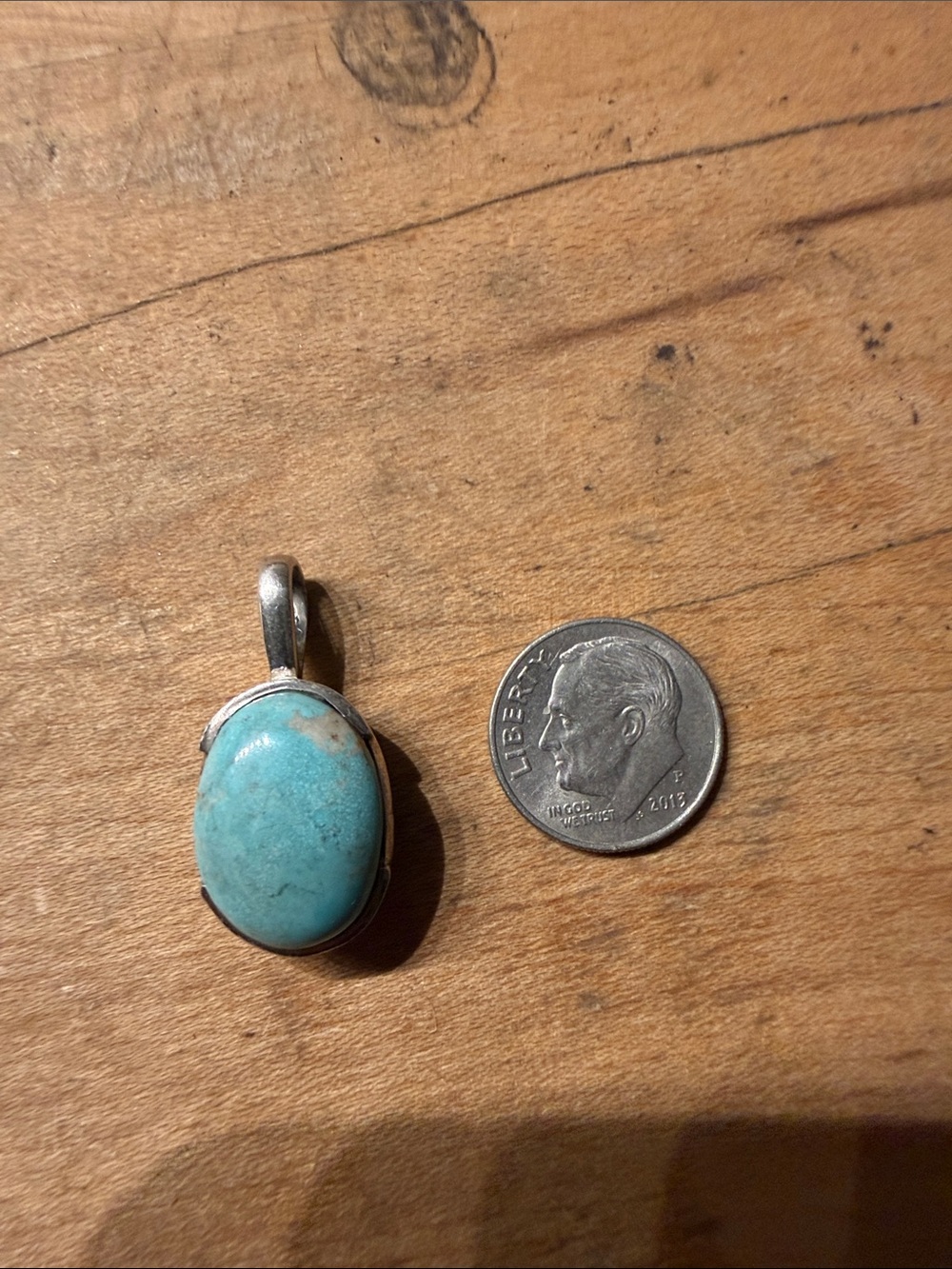 Artisan handmade Turquoise Oval Stone Pendant in Sterling